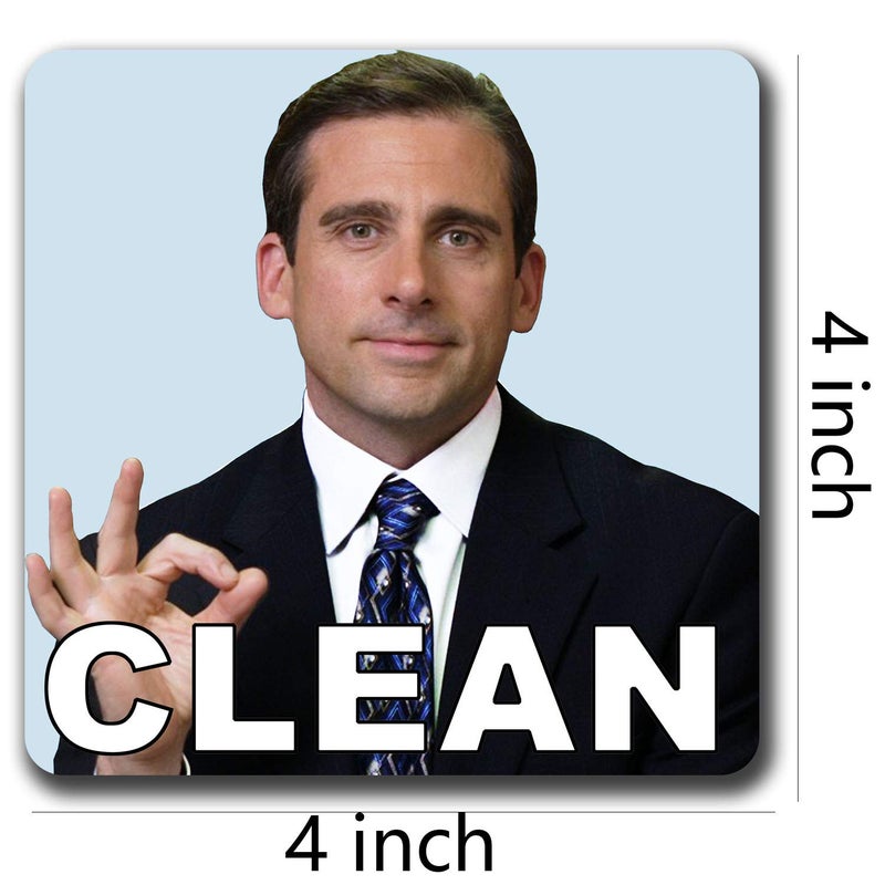 saizone Michael Scott Prison Mike Dishwasher Magnet Clean Dirty Sign Sticker Strongest Magnet Double Sided Flip with Metal Magnetic Plate Universal Kitchen Dish Washer Reversible Indicator - Image 2
